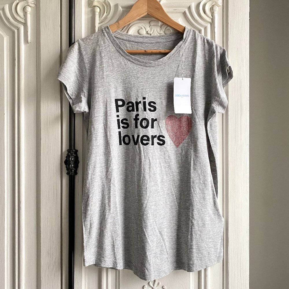 NWT ZADIG & VOLTAIRE Skinny Paris Is For Lovers T-Shirt - Picture 2 of 13